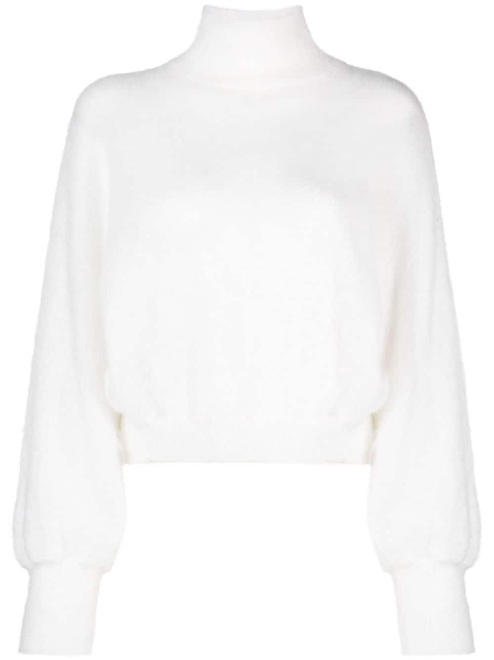Alberta Ferretti Roll-neck Mohair-blend Jumper In White