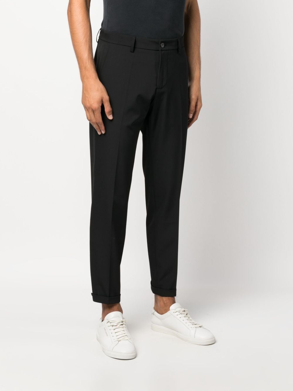 Shop Patrizia Pepe Cropped Tapered-leg Trousers In Black