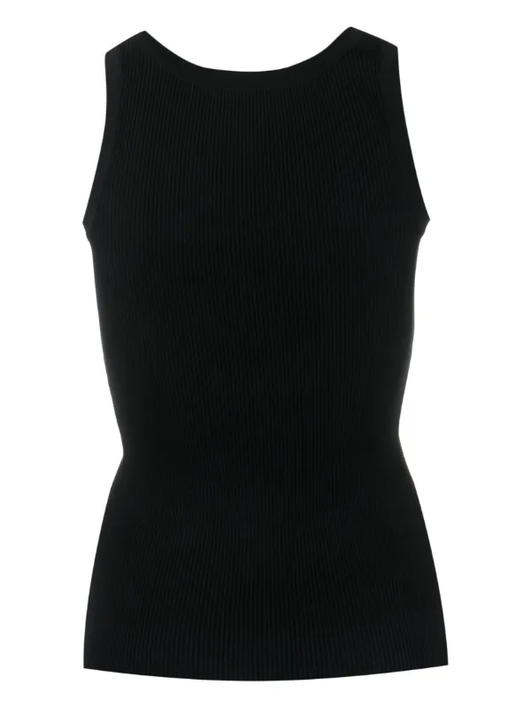 Auralee Sleeveless Cotton Knitted Top | Black | FARFETCH JO