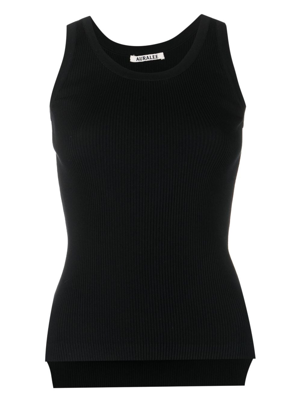 Shop Auralee Sleeveless Cotton Knitted Top In Black