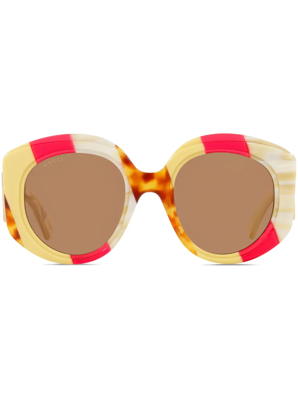 Gucci Oversize-frame Striped Sunglasses In Nude