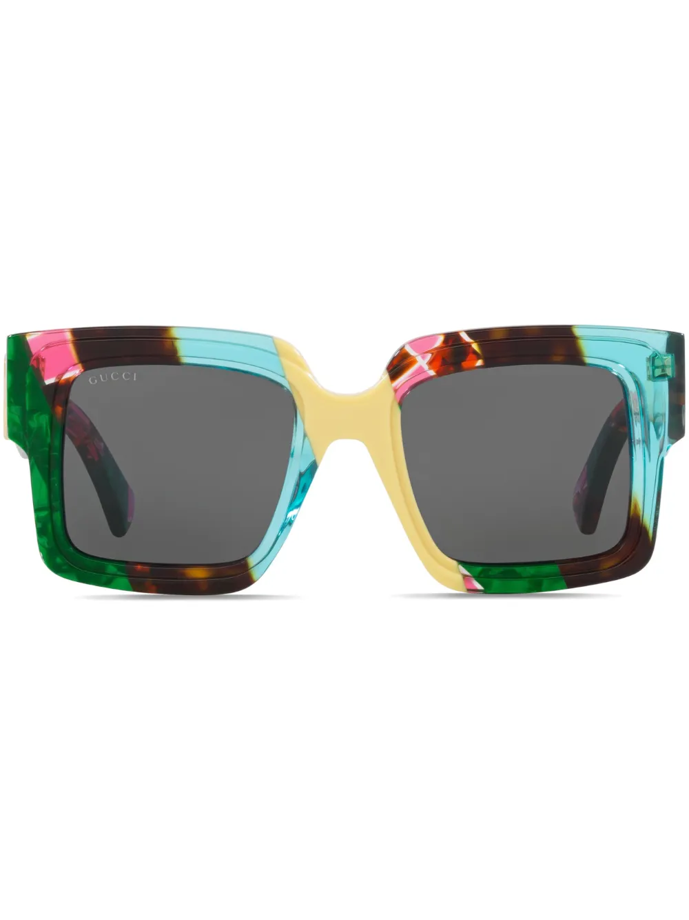 Gucci Eyewear colour-block square-frame sunglasses | Green | Image 1