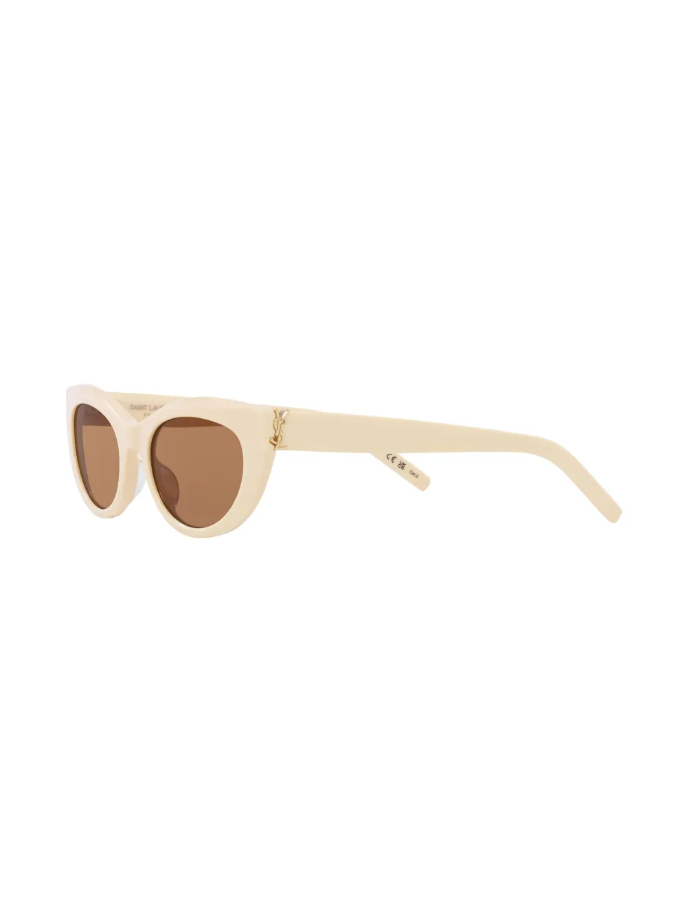 Saint Laurent Womens White Slm115 Oval-frame Acetate Sunglasses In Nude