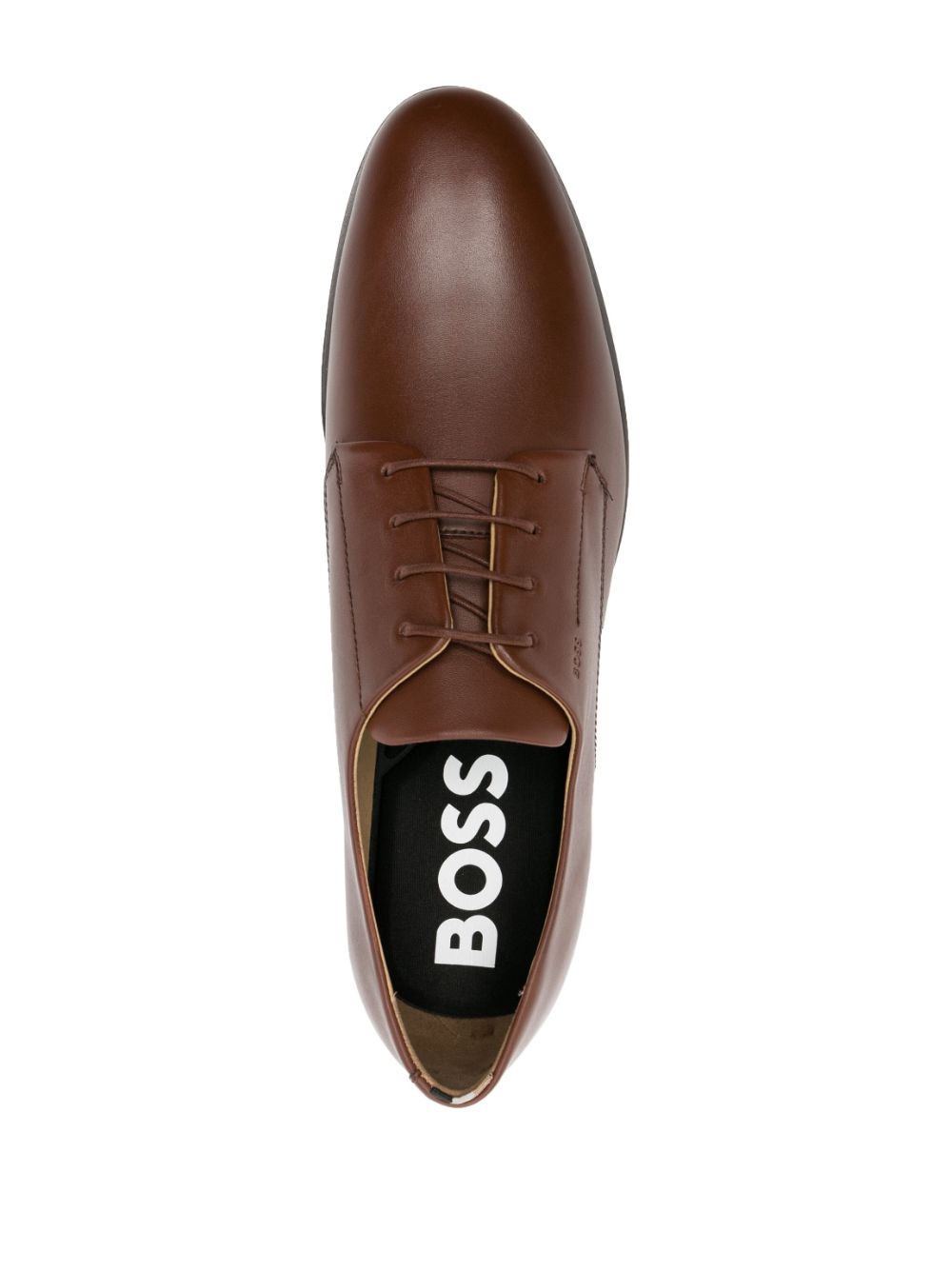 Shop Hugo Boss 30mm Leather Derby Shoes In Brown