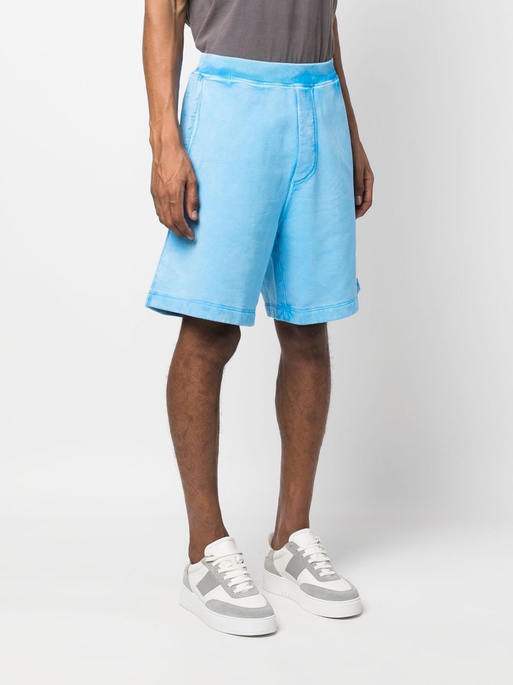 Shop Dsquared2 Logo-print Cotton Track Shorts In Blue