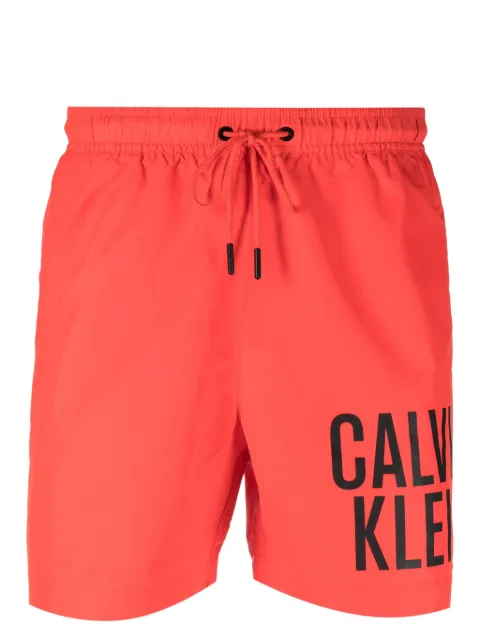 Calvin Klein contrasting logo-print swim shorts