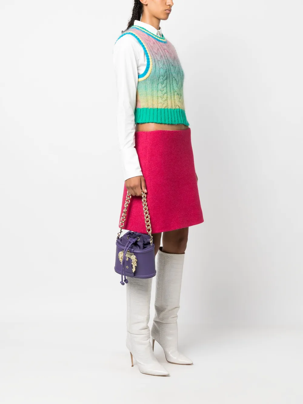Versace Jeans Couture Couture buckle bucket bag - Paars
