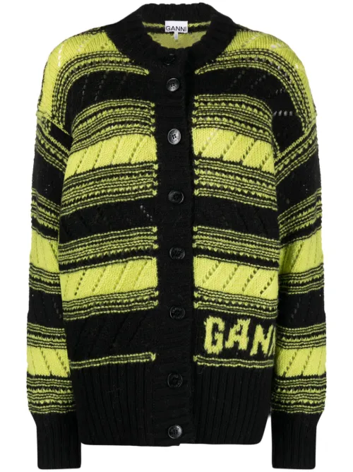 Cardigan en maille à rayures - GANNI - Modalova