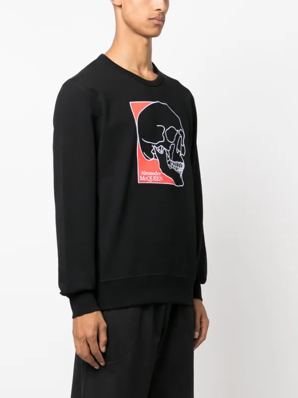 【関税&送料込】Alexander Mcqueen Black Cotton Sweatshirt Alexander McQueen skull-print Cotton Sweatshirt | Black