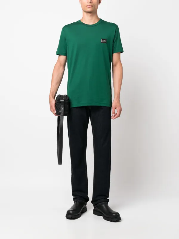 Dolce & Gabbana logo-patch Cotton T-shirt | Green | FARFETCH JO