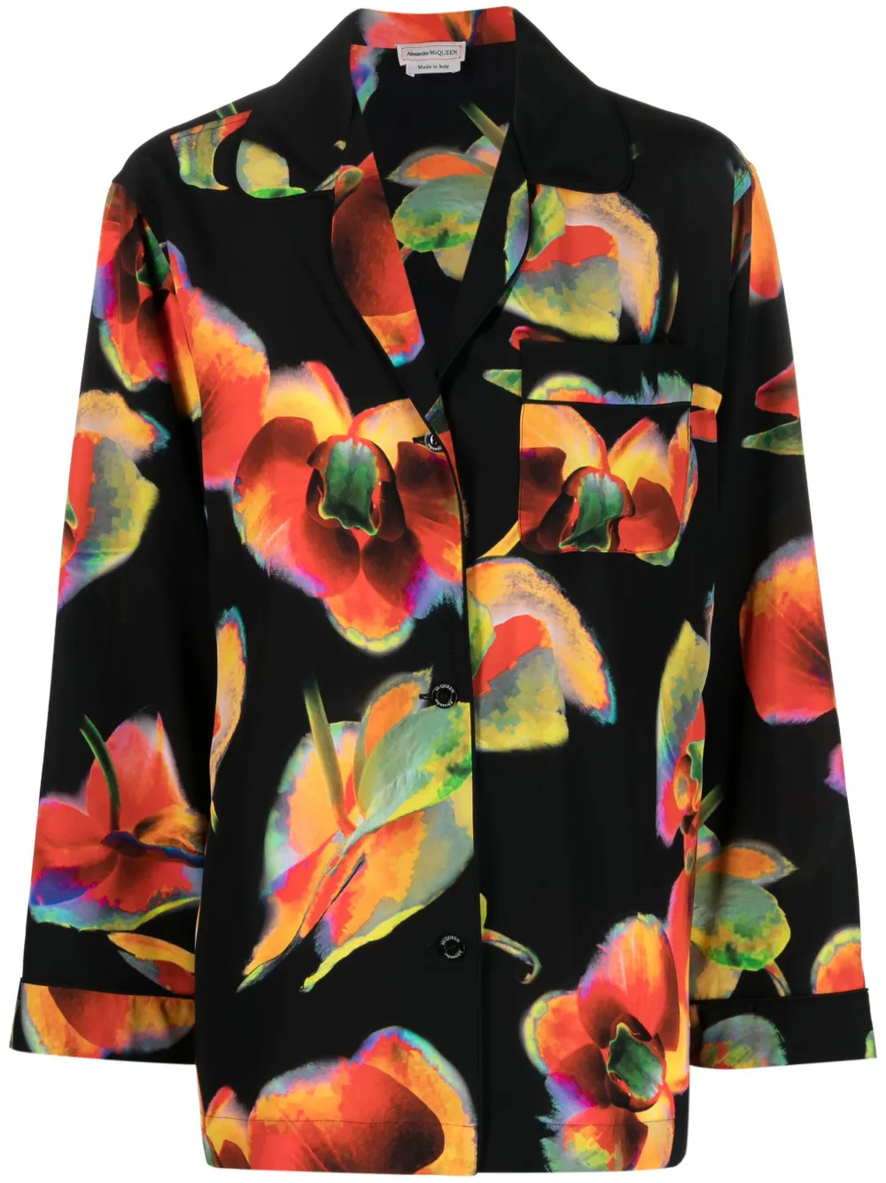 Alexander McQueen floral-print silk shirt – Black