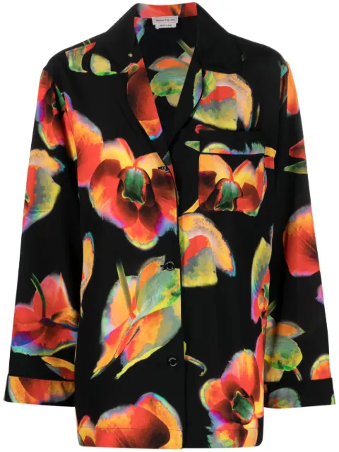 Alexander McQueen camisa de seda con estampado floral