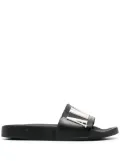 AMIRI logo-embossed faux-leather slides - Black