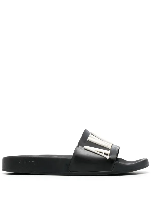 AMIRI logo-embossed faux-leather Slides Black FARFETCH IN