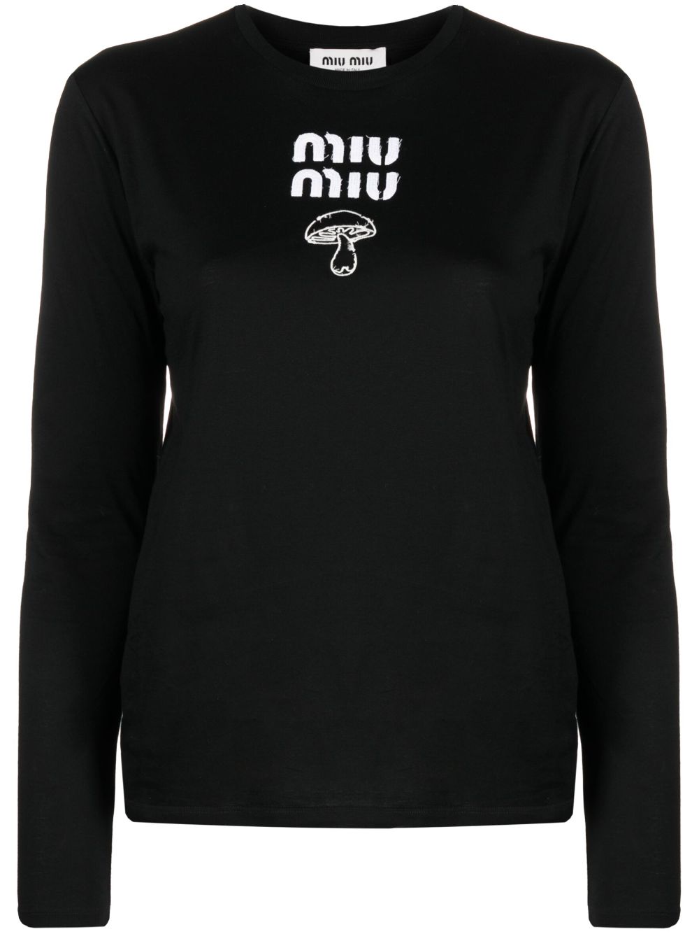 Miu Miu logo-print long-sleeve Cotton T-shirt - Farfetch