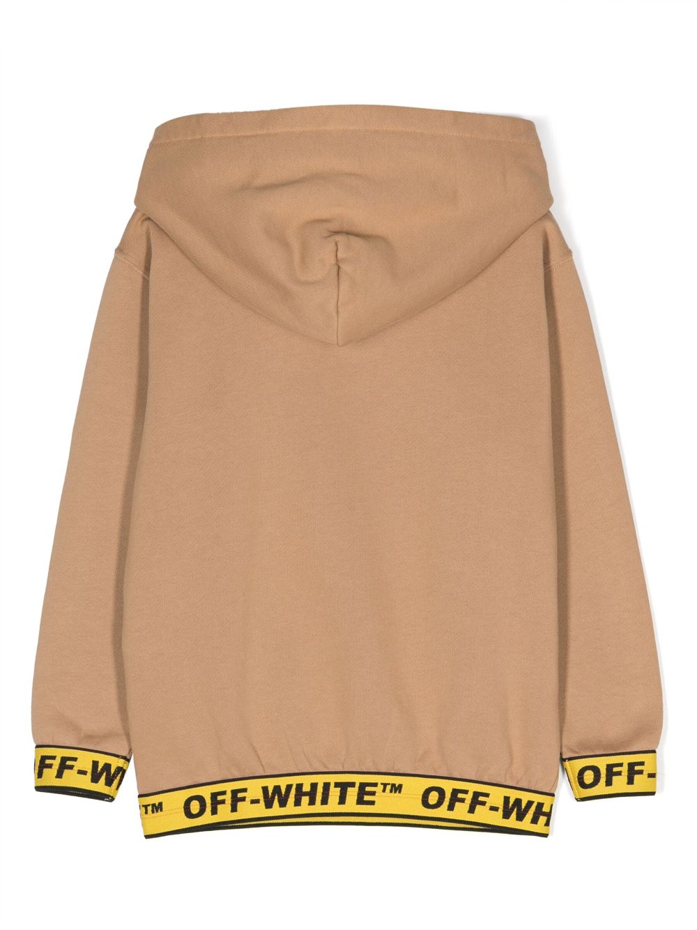 Off-White Kids logo-trim cotton hoodie - Neutrals