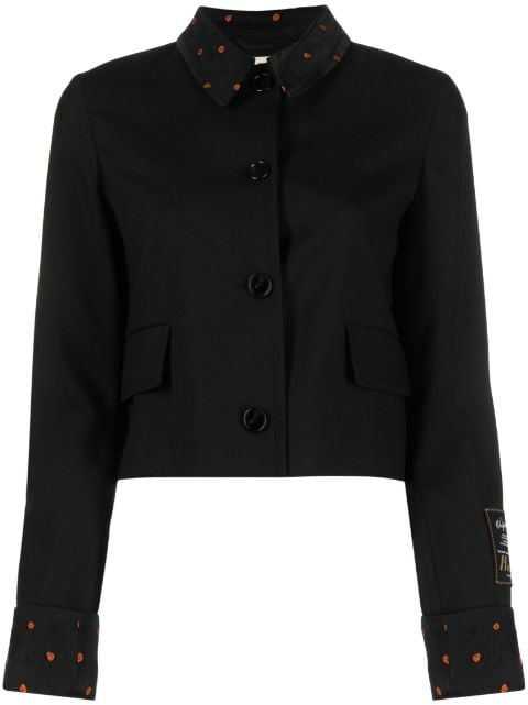 Marni logo-patch virgin wool cropped jacket