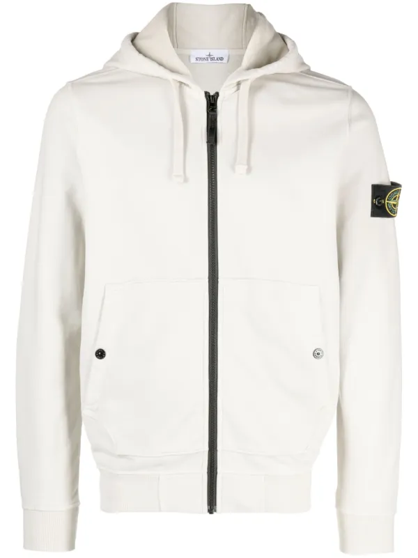 stone island white zip hoodie