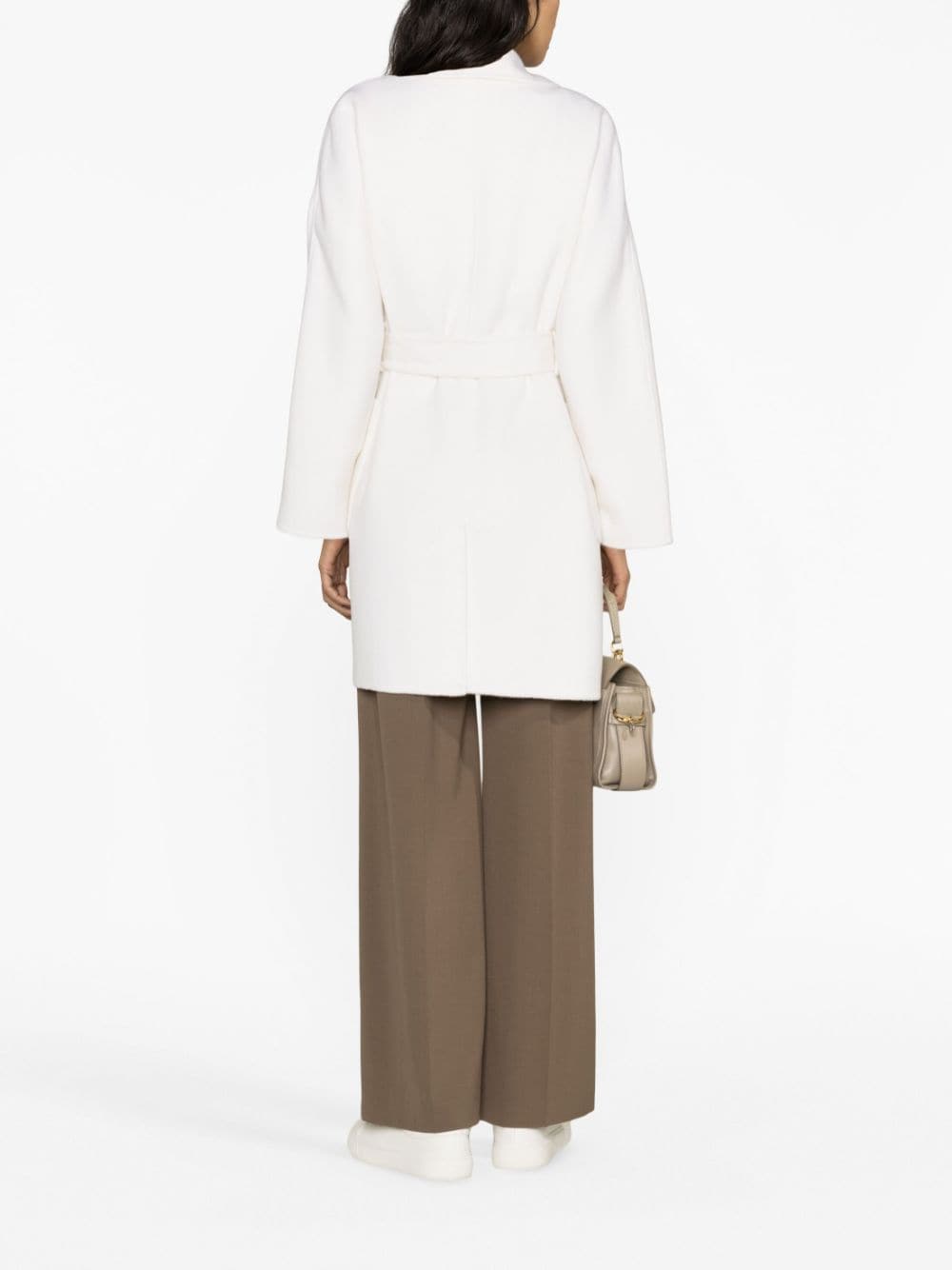 Shop P.a.r.o.s.h Belted Wool Trench Coat In Neutrals