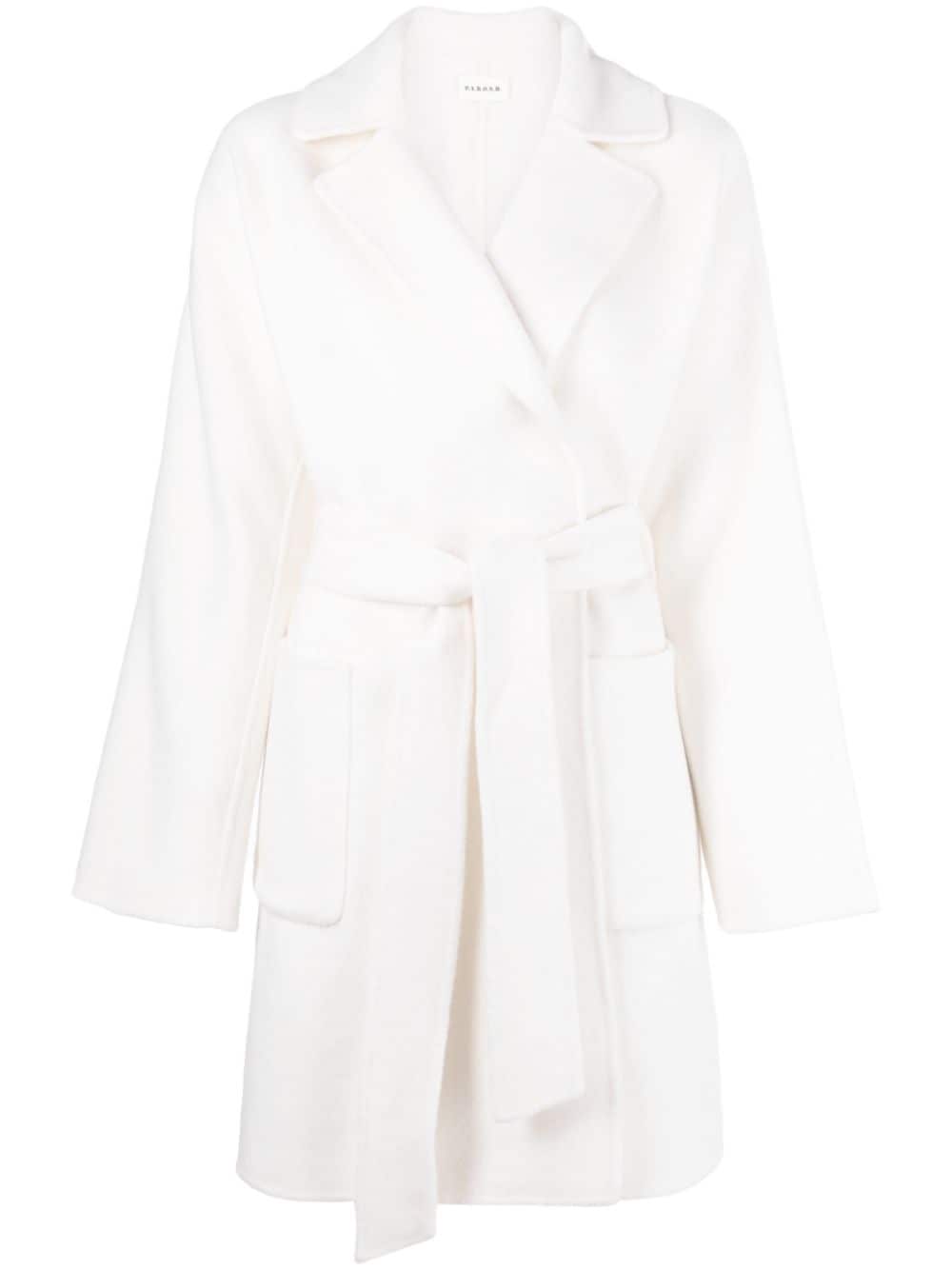 Shop P.a.r.o.s.h Belted Wool Trench Coat In Neutrals