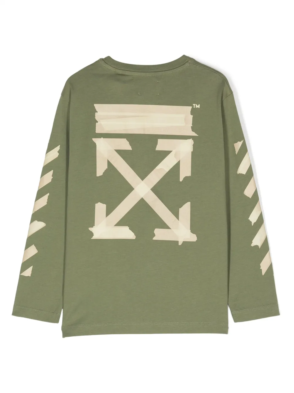 Off-White Kids logo-print cotton sweatshirt - Groen