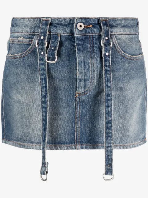 Off-White logo-patch denim mini skirt