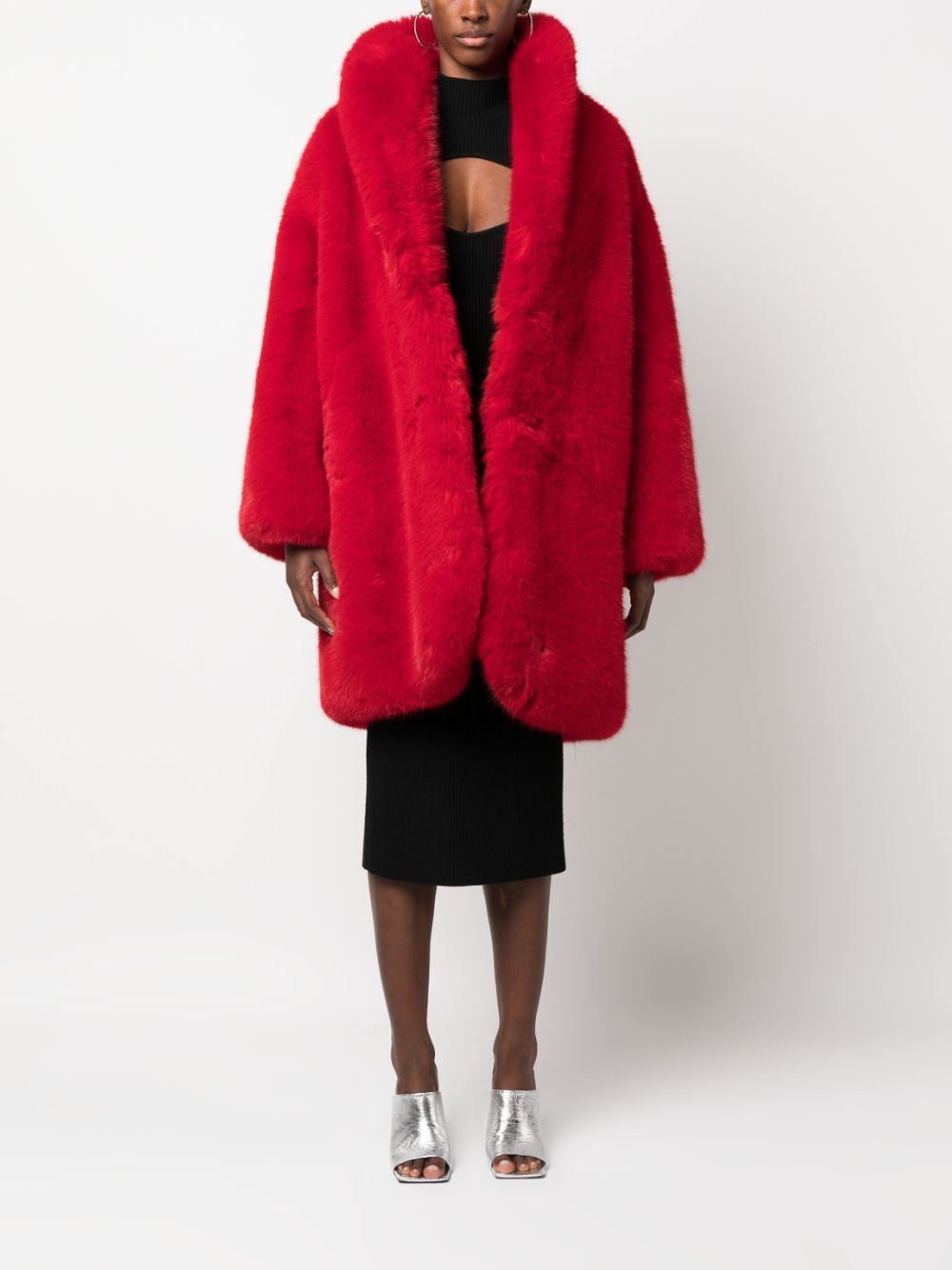 Shop Giuseppe Di Morabito Single-breasted Faux-fur Coat In Red