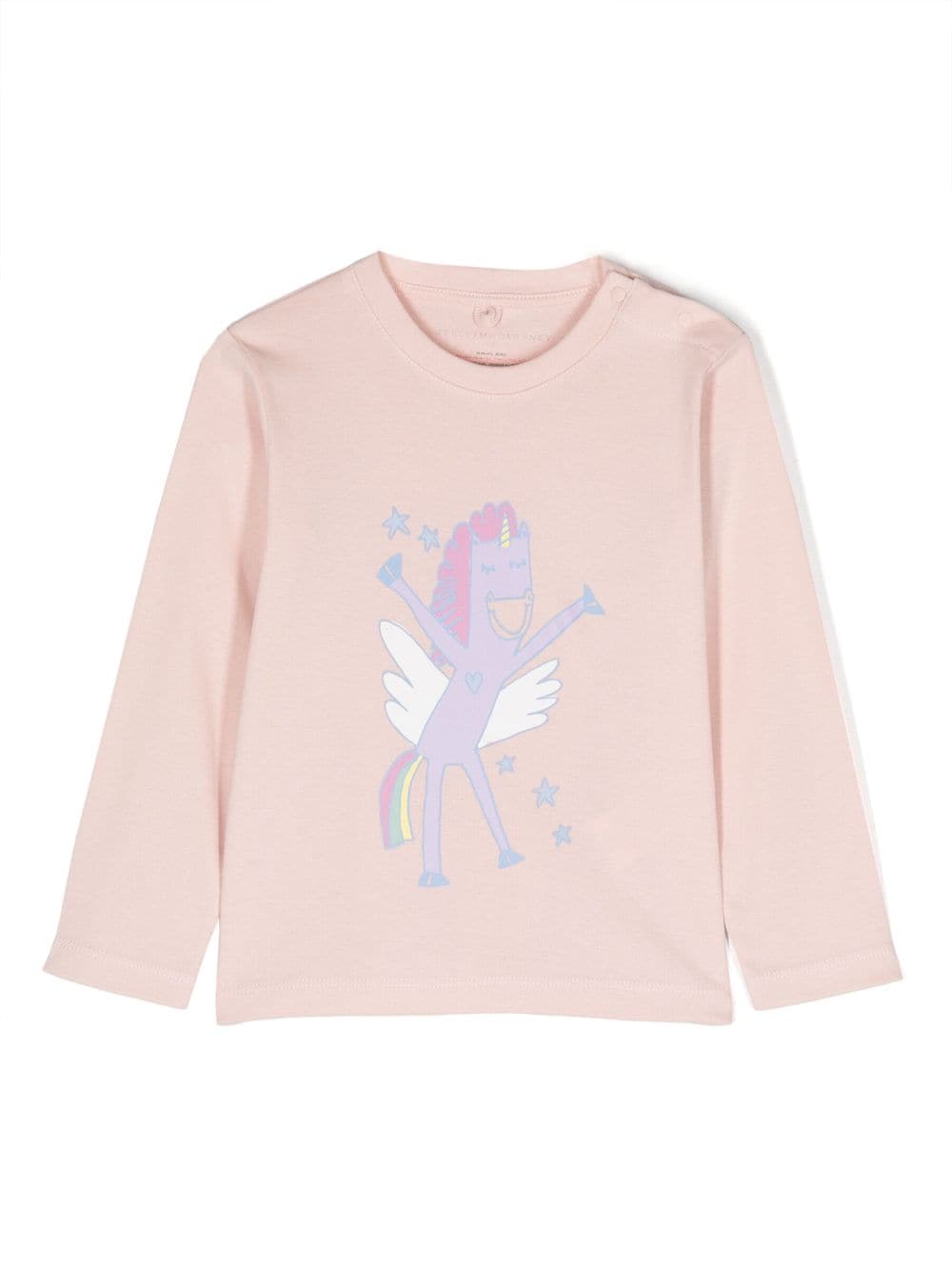 Stella McCartney Kids Unicorn-print long-sleeved T-shirt - Pink