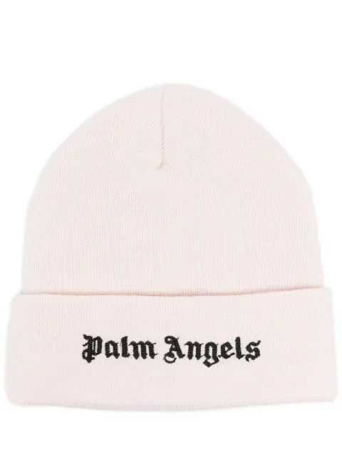 Palm Angels logo-embroidered cotton beanie