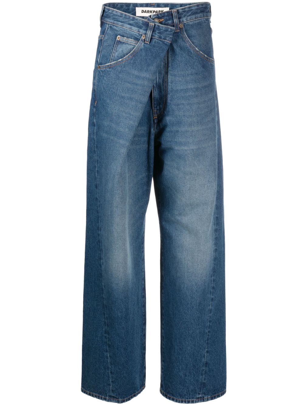 Shop Darkpark Asymmetric Wide-leg Jeans In Blue