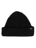 GCDS logo-patch ribbed beanie - Black