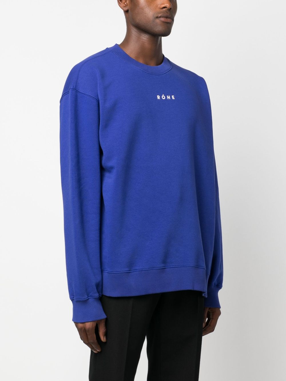 Shop Rohe Logo-print Long-sleeved Sweatshirt In Blue