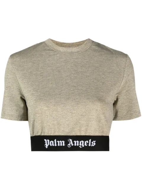 Palm Angels logo-tape cropped T-shirt