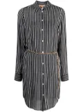 Michael Michael Kors stripe-print belted-waist shirtdress - Black