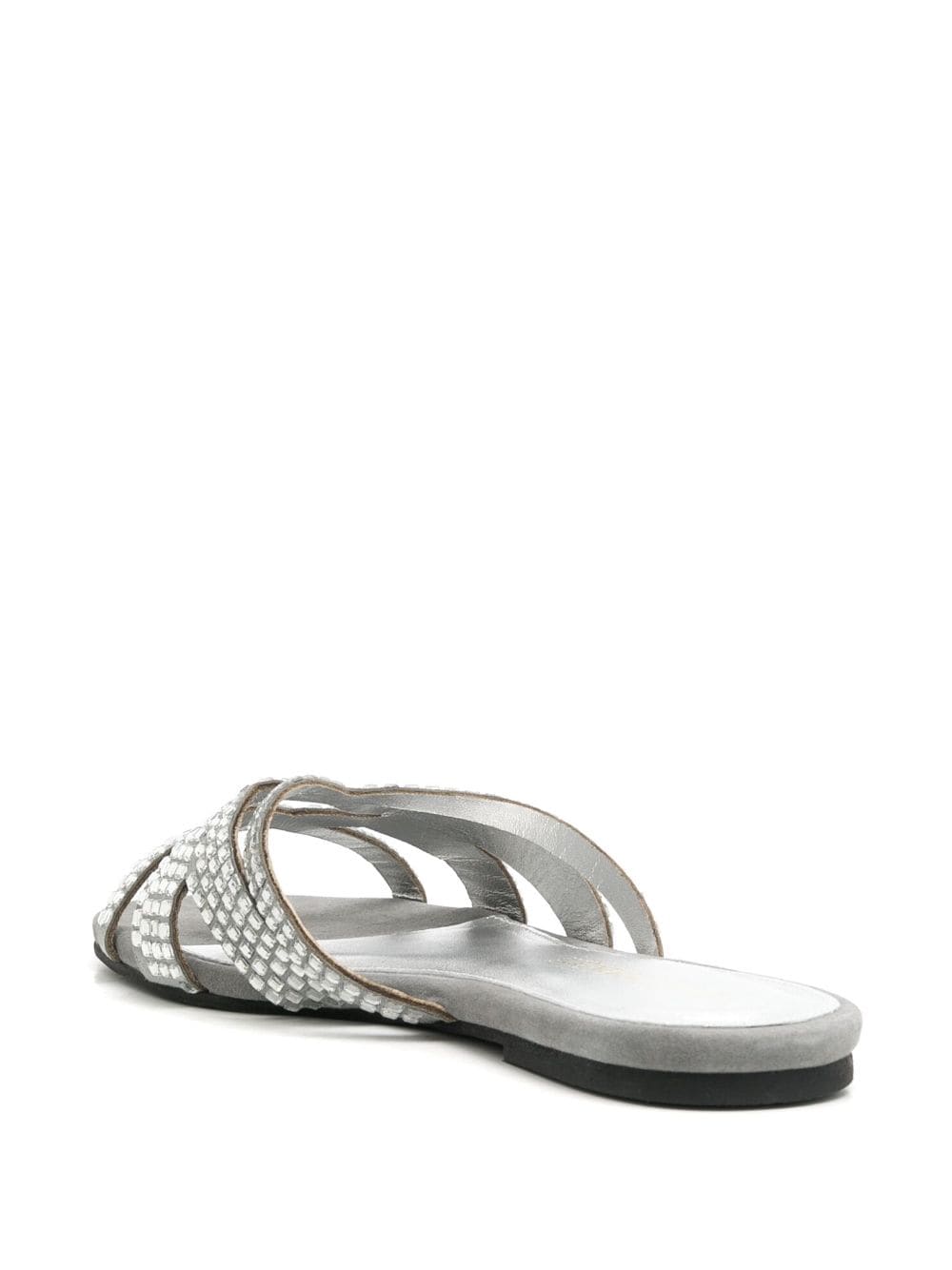 Shop Sarah Chofakian Alix Crystal-embellished Sandals In Grey