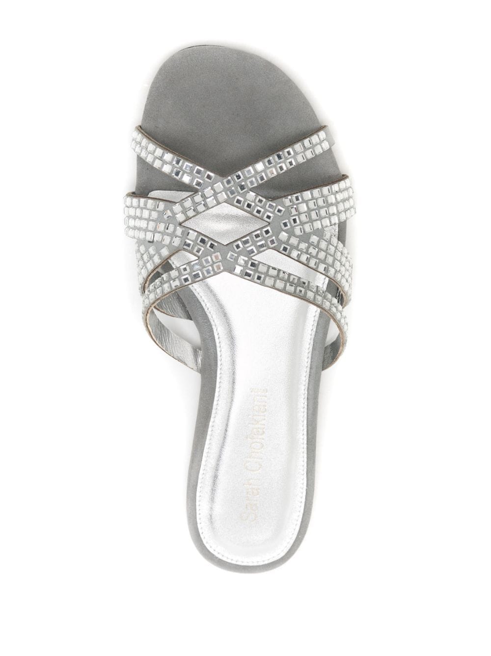 Shop Sarah Chofakian Alix Crystal-embellished Sandals In Grey