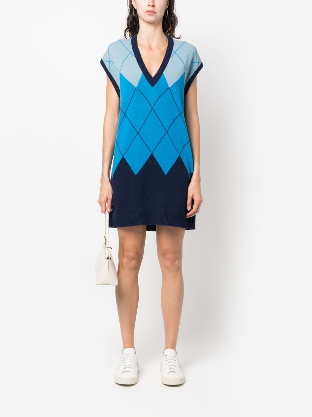 Semicouture argyle-intarsia knit dress - Blauw