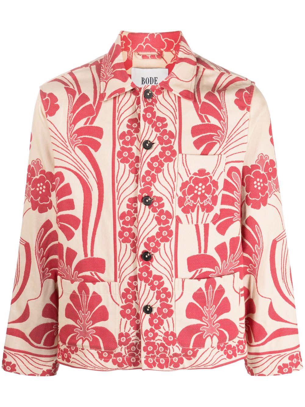 BODE Nouveau Monstera cotton shirt - Red