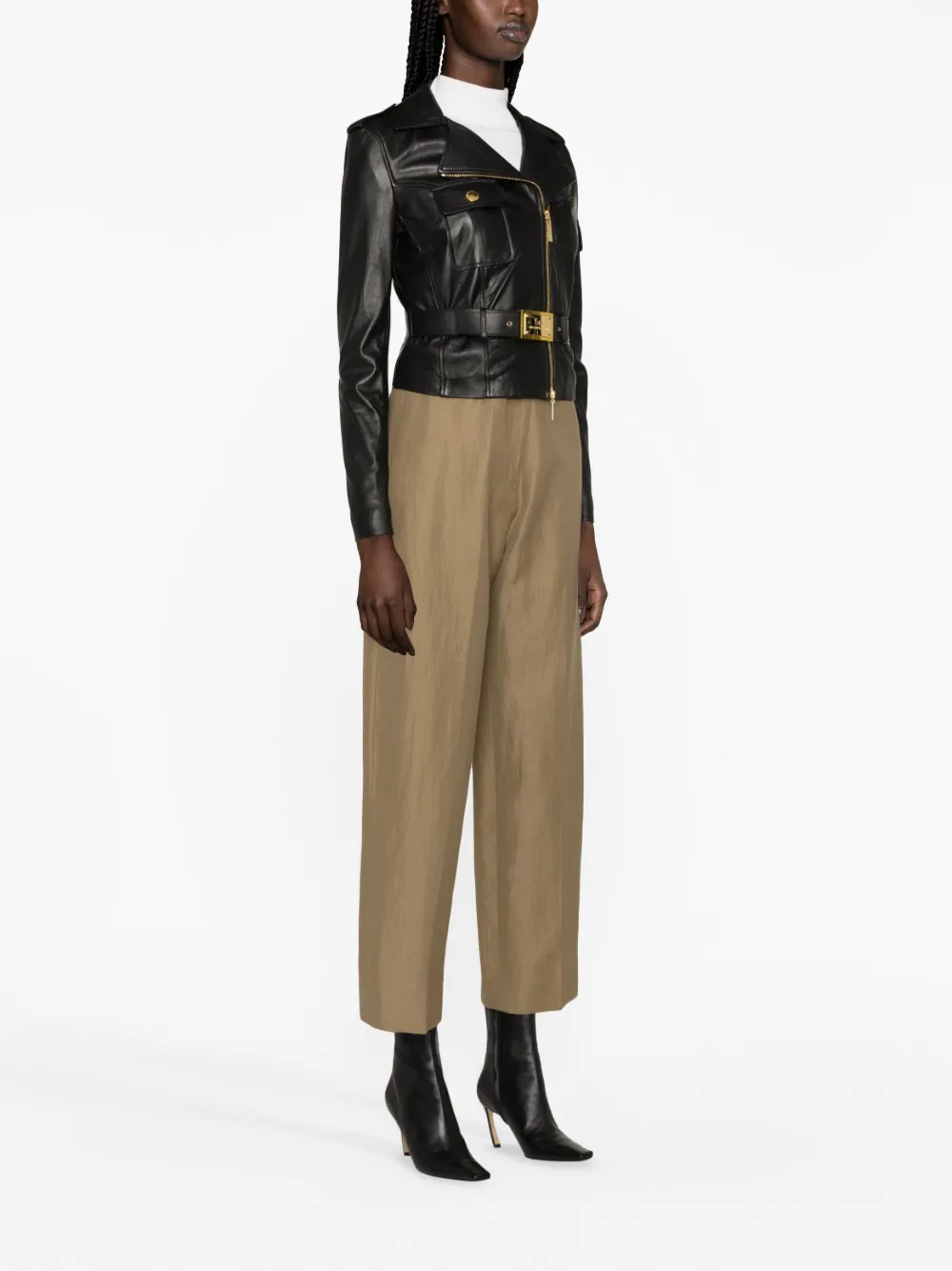 Elisabetta Franchi Cropped bikerjack - Zwart