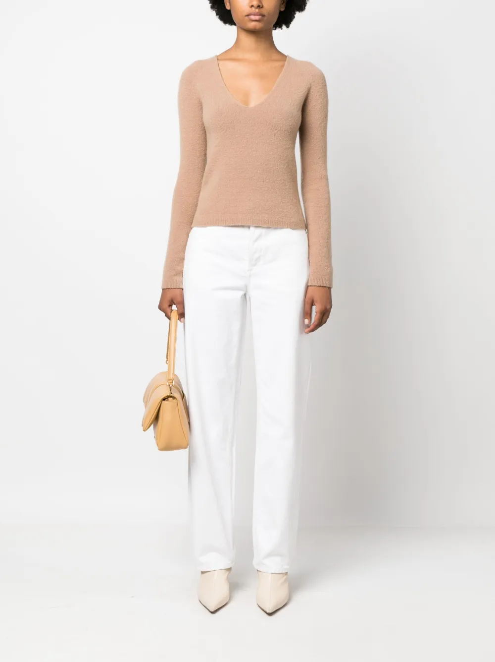 Semicouture brushed knitted top - Beige