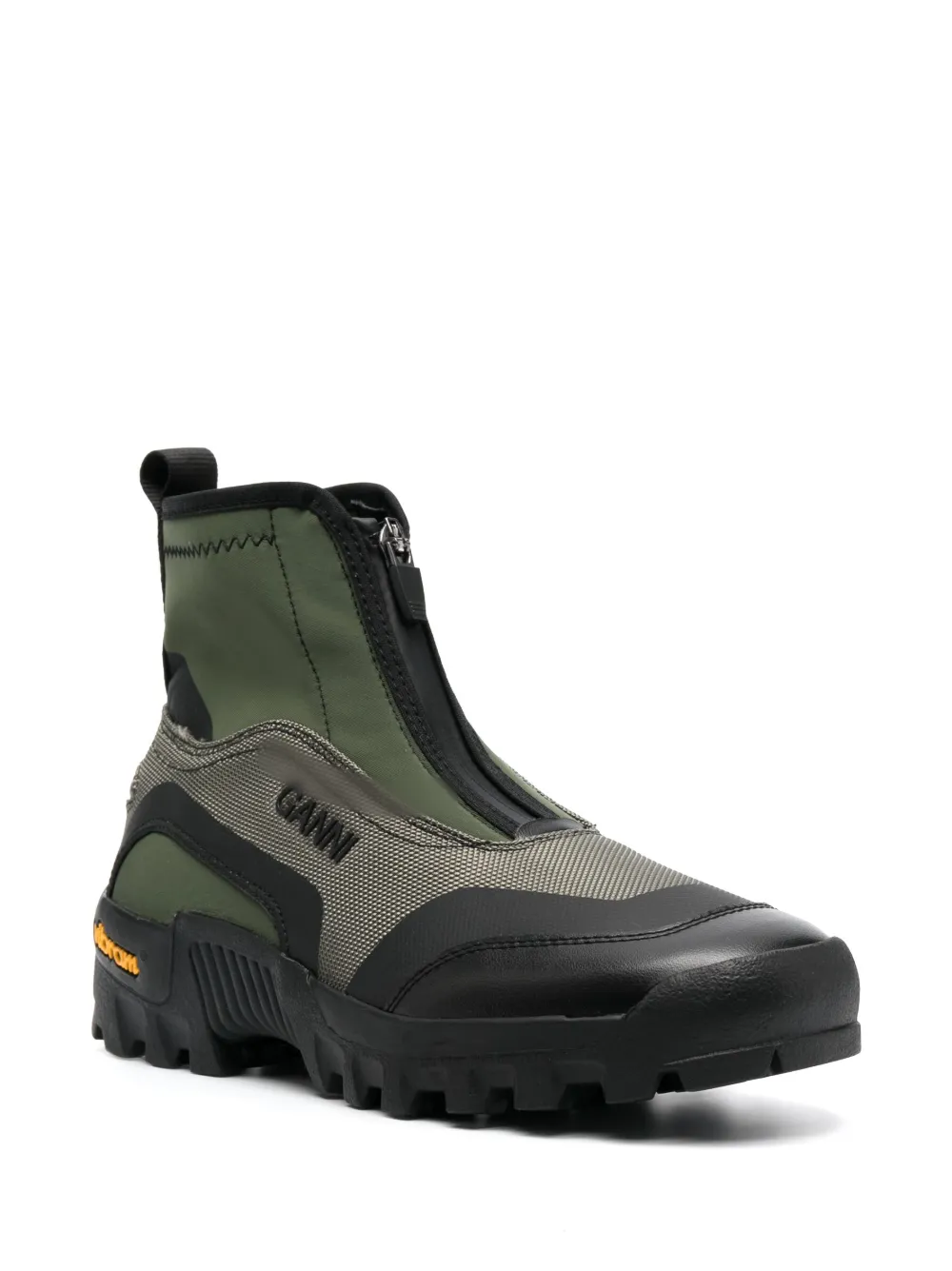 GANNI logo-patch high-top sneakers - Groen
