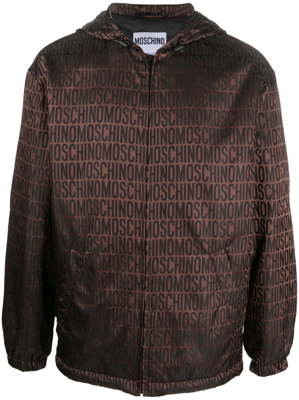 Moschino Logo-print Hooded Lightweight Jacket In Brown