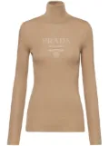 Prada logo-intarsia roll-neck jumper - Brown