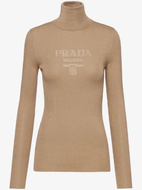 Prada Suéter gola alta com padronagem de logo