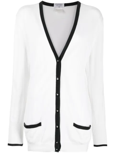 CHANEL Pre-Owned 1996 CC-buttons V-neck cotton cardigan