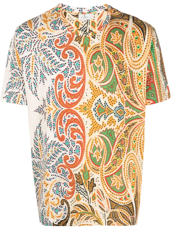 【関税&送料込】Etro Cotton T-Shirt ETRO logo-embroidered Cotton T-shirt | White | FARFETCH