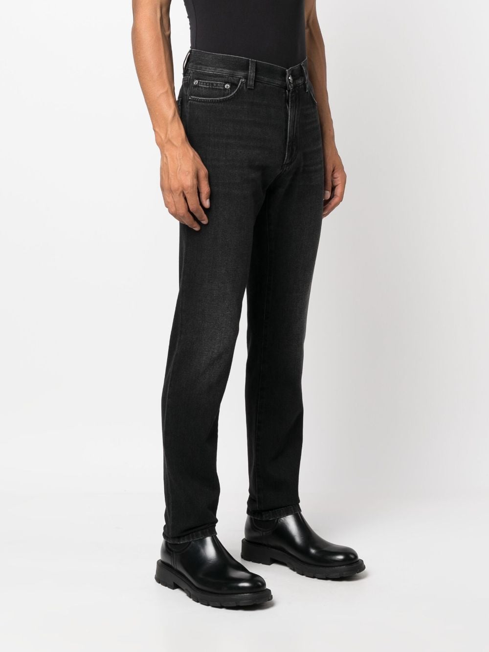 Shop Zegna Mid-rise Straight-leg Jeans In Grey