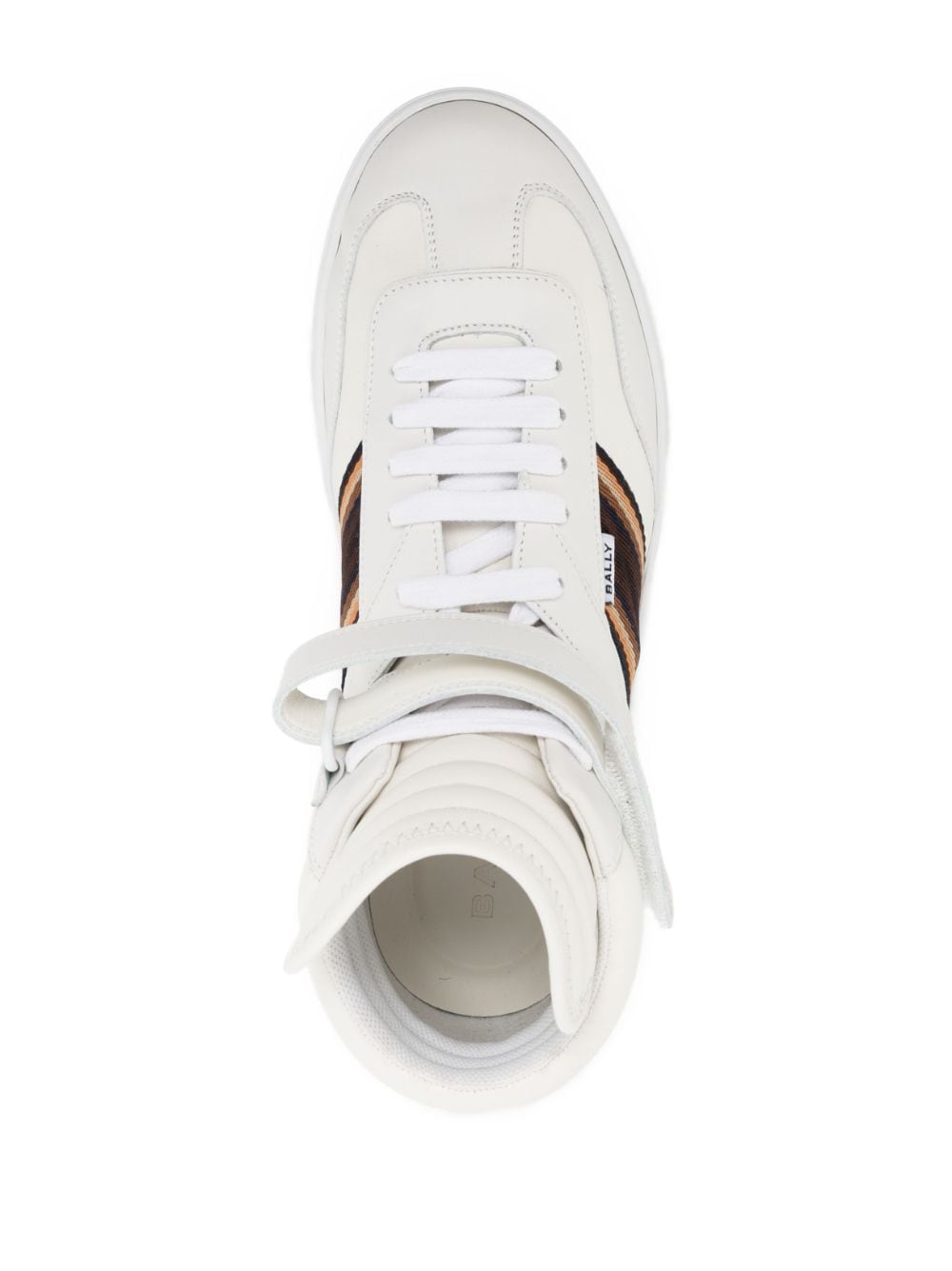 Shop Bally Side-stripe Leather High-top Sneakers In Weiss