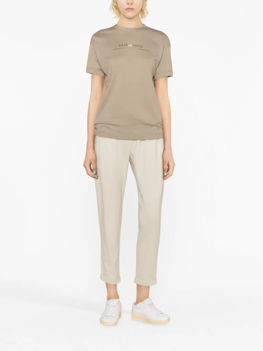 Brunello Cucinelli T-shirt met tekst - Beige