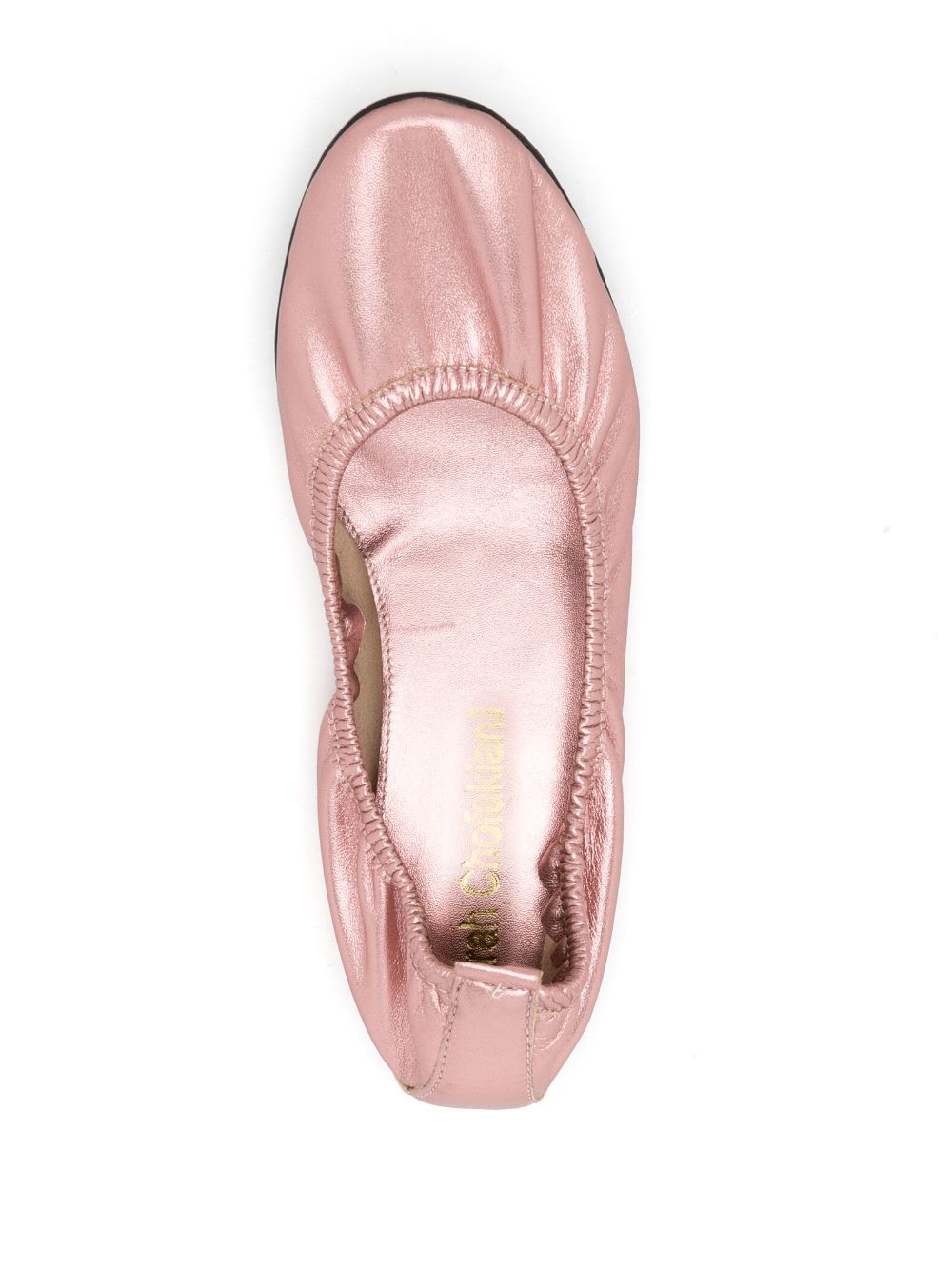 Shop Sarah Chofakian Julia Metallic Ballerina Shoes In Pink